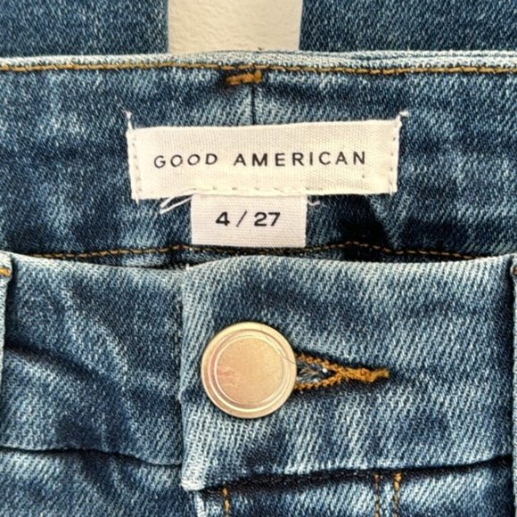 Good American Blue Distesssed Light Compression Skinny Jeans Size 27 NWT - Picture 5 of 9